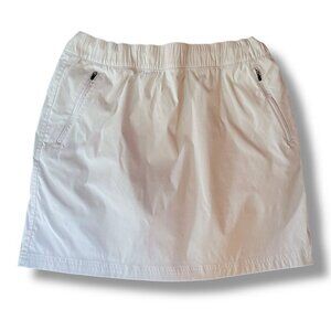 Eddie Bauer Womens Skort Sz 14 Khaki Nylon Hiking Skirt Athleisure Zip Pockets